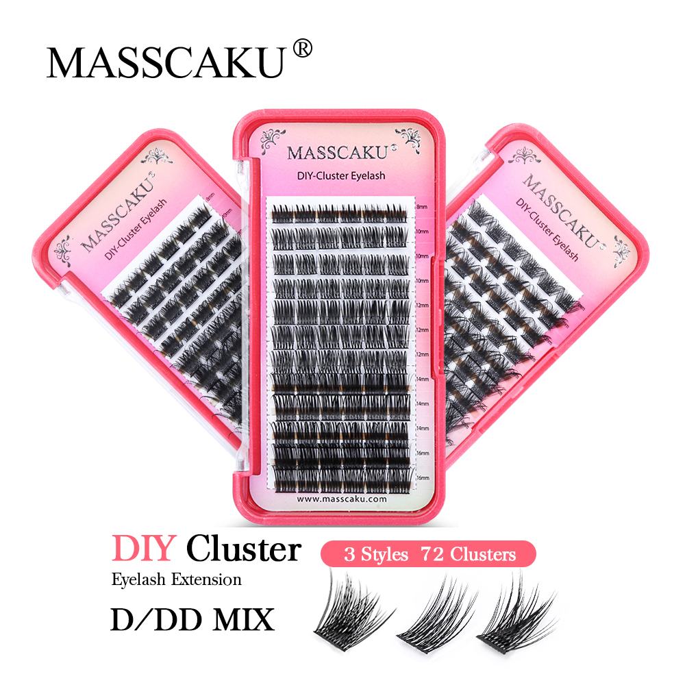 Eyelash Extension Wispy Look - MASSCAKU Lash Clusters DIY Eyelash Extensions