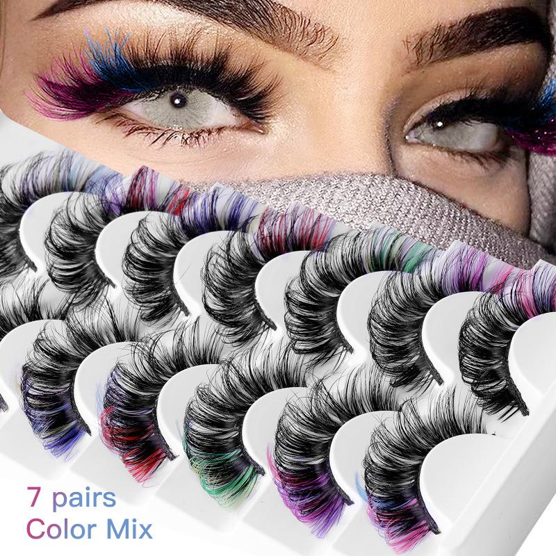 Eyelash Extensions - 7 Pairs Colorful False Eyelashes 3D