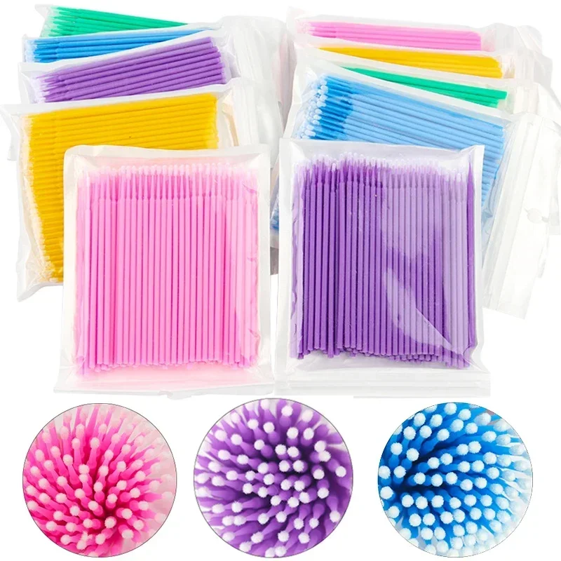 Eyelash Extension Remover - 100Pcs Extension Cleaning Micro Cotton Brush