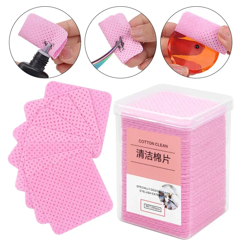 Eyelash Extension Remover - Eyelash Glue Remover Wipe 200PCS Cotton
