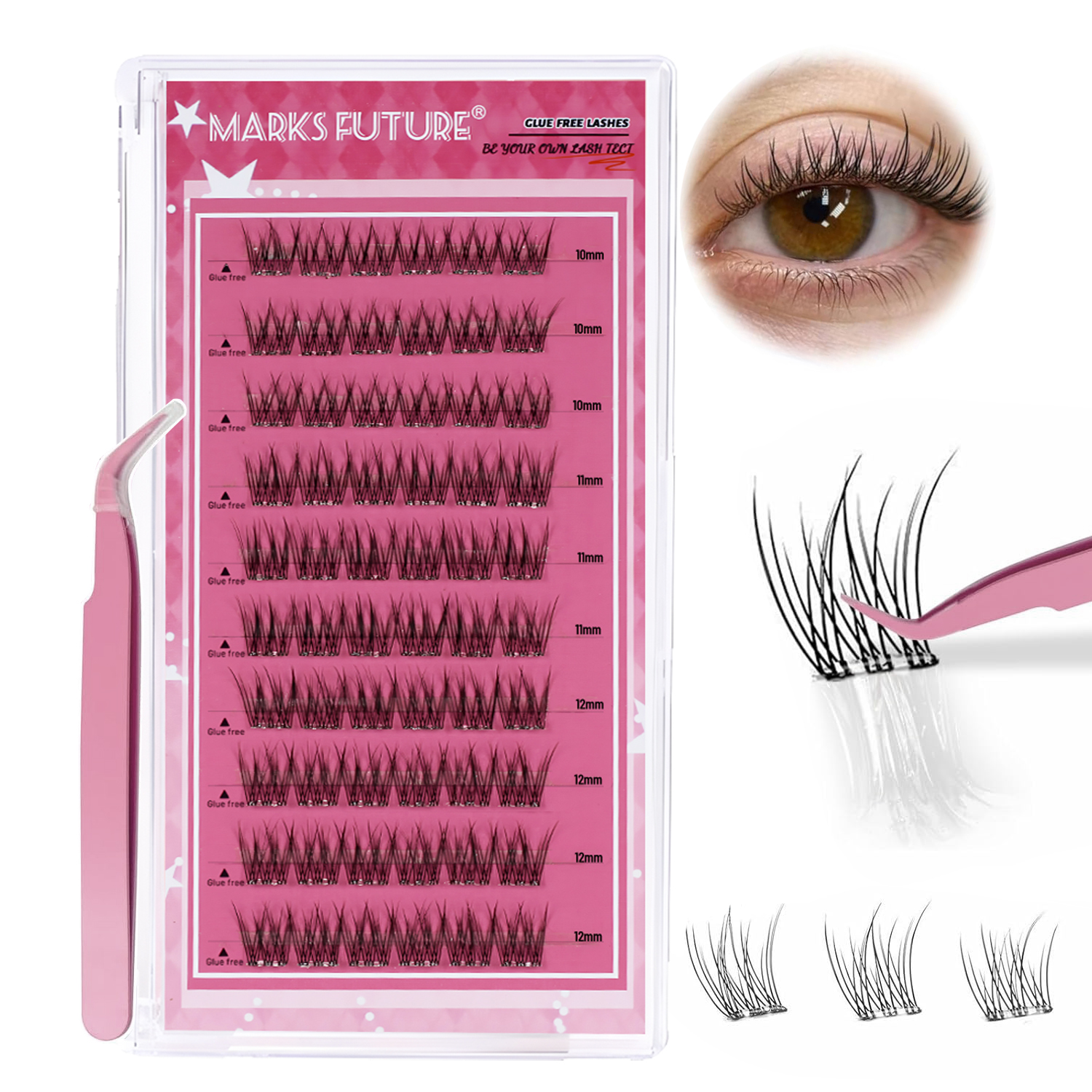 Eyelash Extension Wispy Look - Self-Adhesive False Eyelashes Press-On Eyelash Clusters
