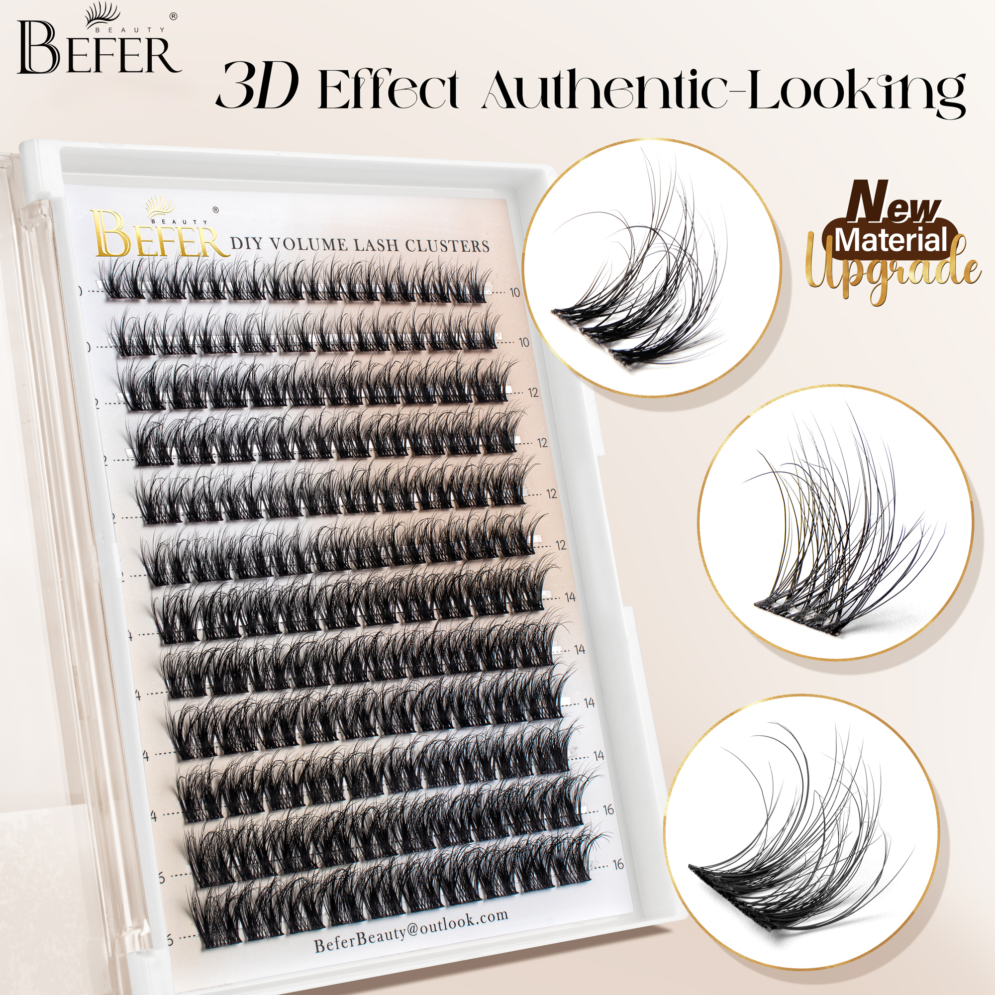 Eyelash Extensions - Befer Natural Lashes Clusters D Curl
