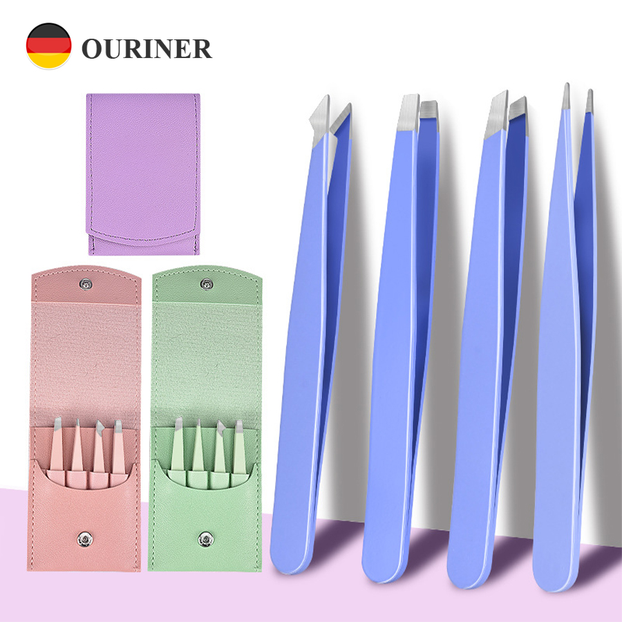 4Pcs Eyebrow Tweezers Hair Rem - Eyelash Extension Remover reseña y precio