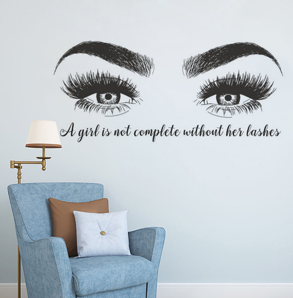 Eyelashes Eyebrows Vinyl Wall  - Eyelash Extension Quotes reseña y precio