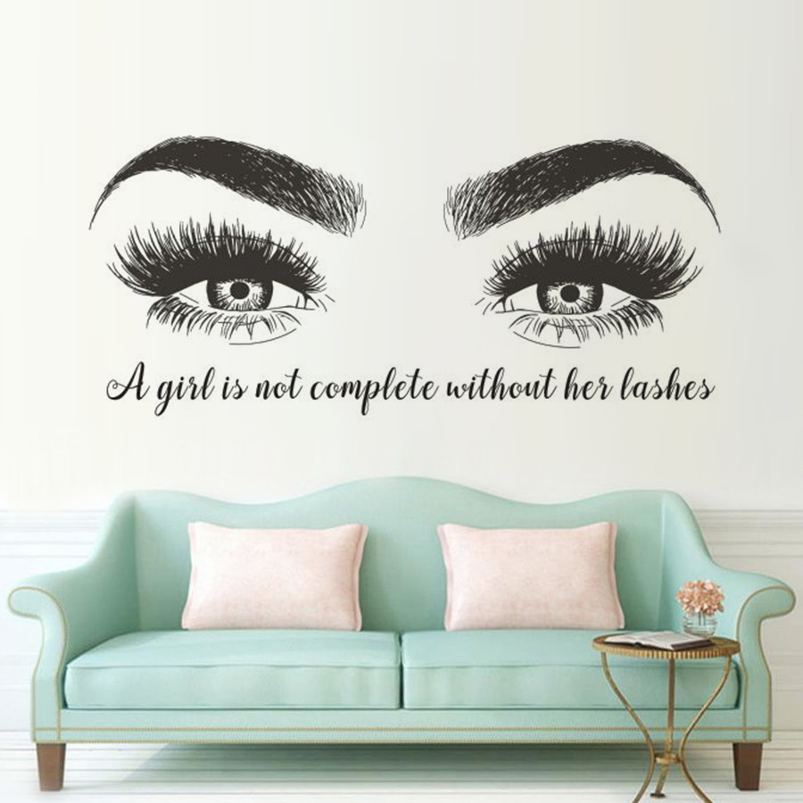 Eyelashes Eyebrows Vinyl Wall  - Eyelash Extension Quotes reseña y precio
