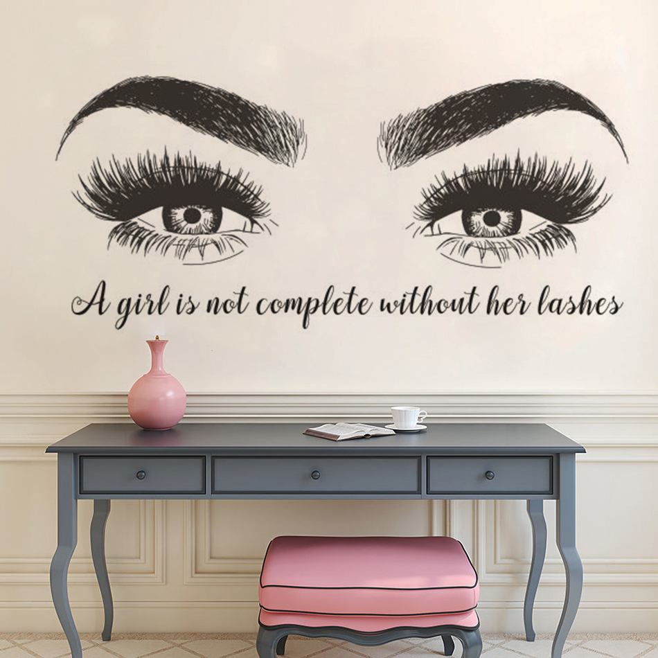 Eyelashes Eyebrows Vinyl Wall  - Eyelash Extension Quotes reseña y precio