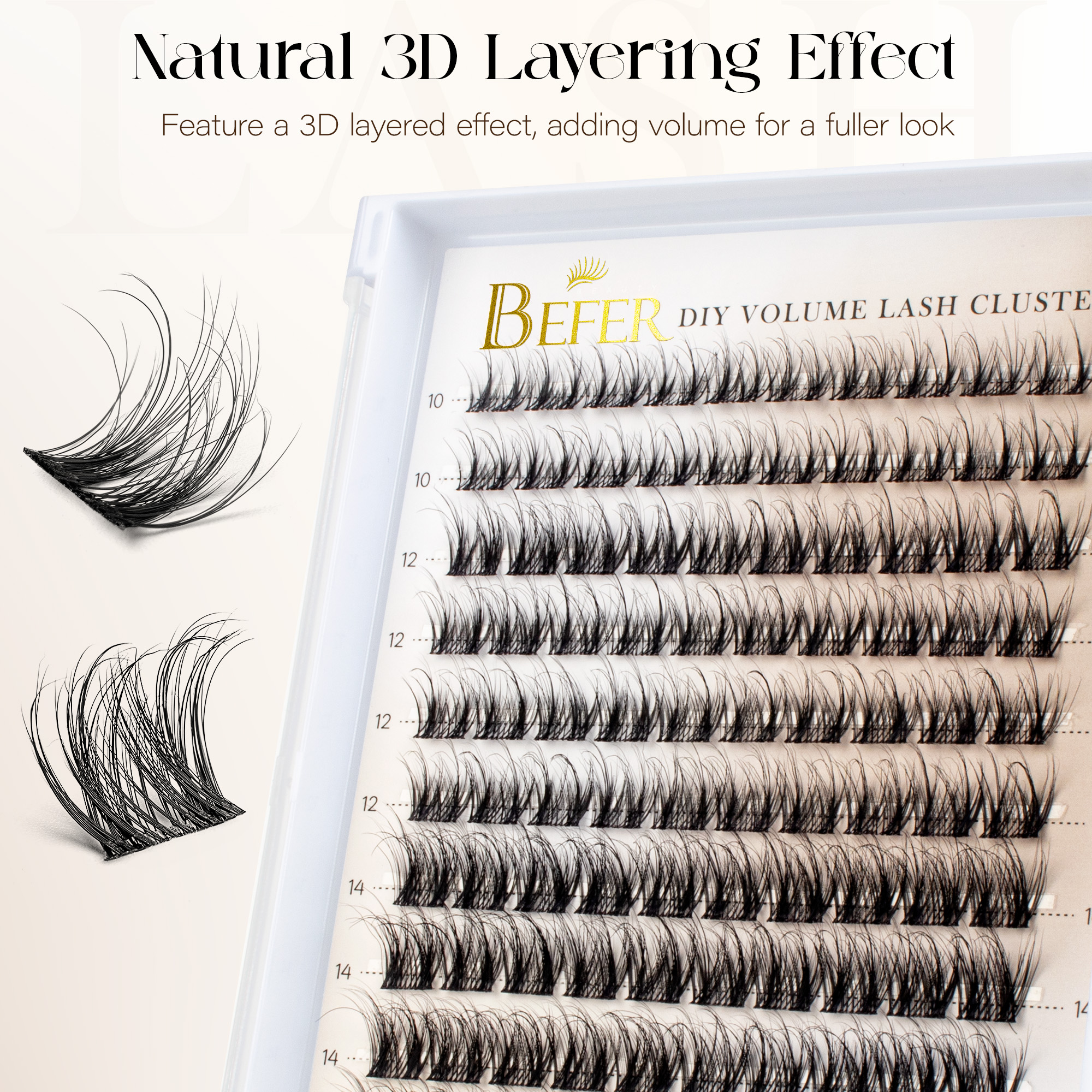 Befer Natural Lashes Clusters  - Eyelash Extensions reseña y precio